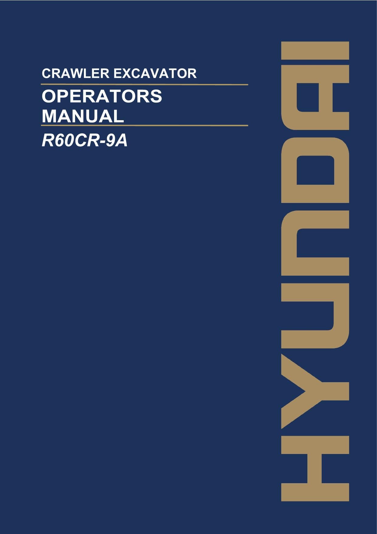Manual de mantenimiento del operador de la excavadora sobre cadenas Hyundai R60CR-9A