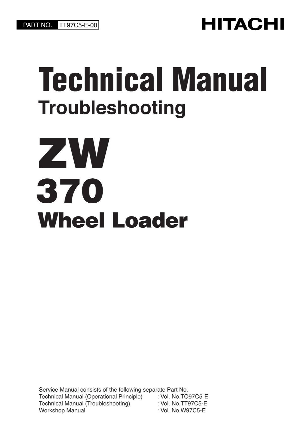 Hitachi ZW370 Wheel Loader Technical Manual Troubleshooting +Schematics