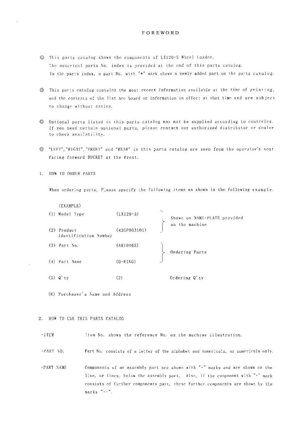 Hitachi LX120-5 Wheel Loader Parts Catalog Manual SN 003101-up