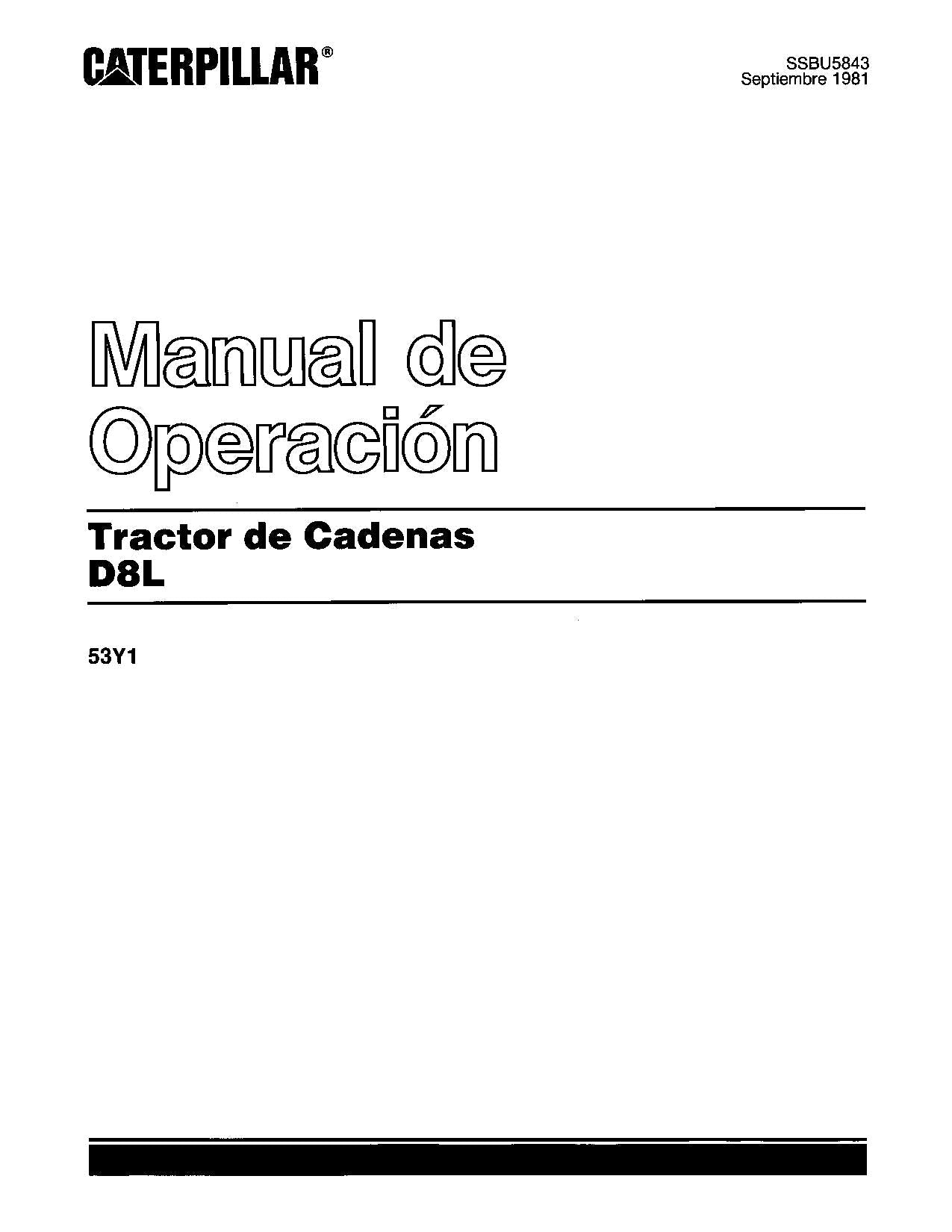 Caterpillar D8L Tractor de Cadenas Manual de Operación 53Y1-UP 7YB1-UP Español