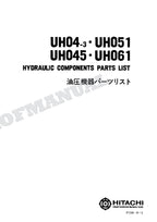 HITACHI UH04-3 UH045 UH051 UH061 Equip Component Excavator Parts Catalog Manual