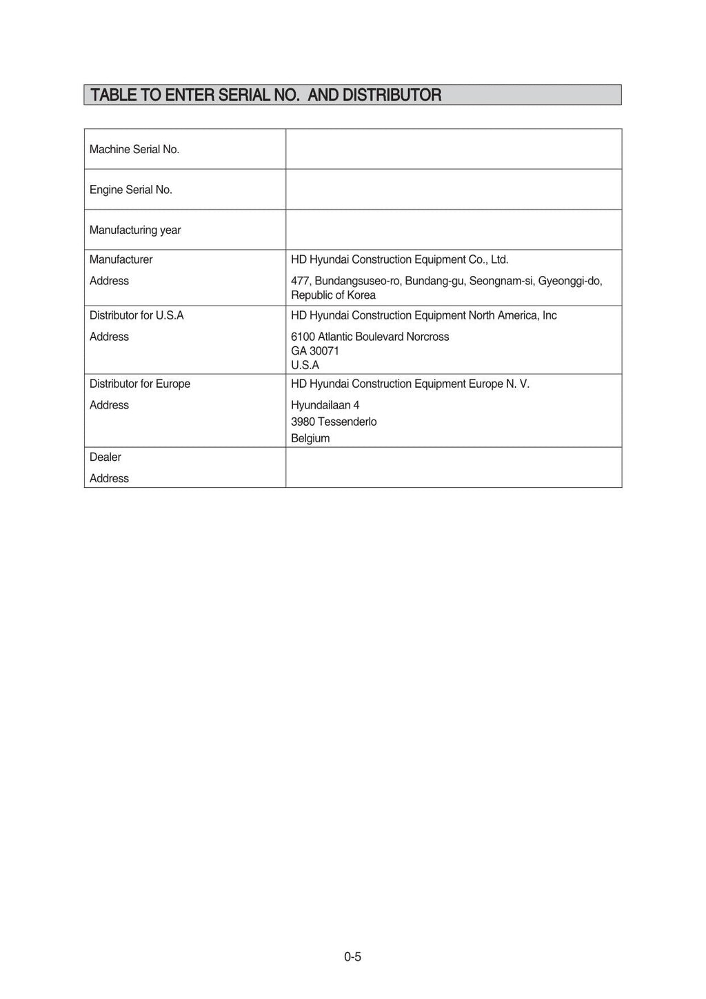 Hyundai HX48A Z CRAWLER EXCAVATOR Operators Maintenance Manual
