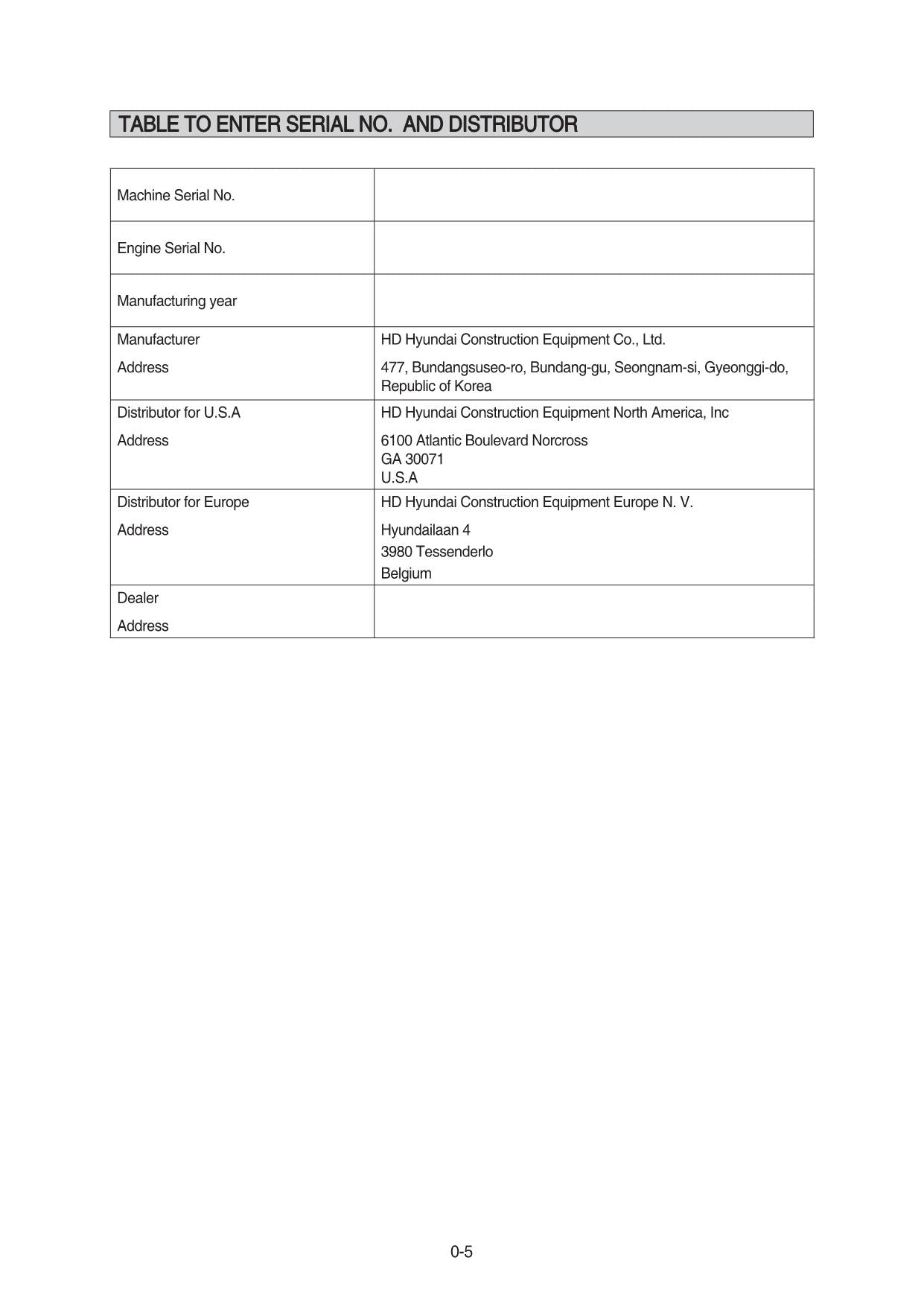 Hyundai HX48A Z CRAWLER EXCAVATOR Operators Maintenance Manual
