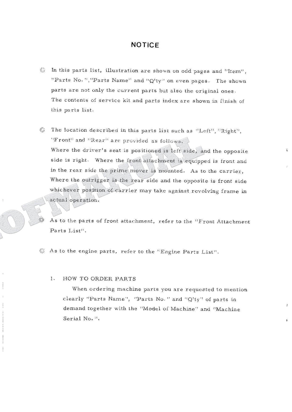 HITACHI WH03 Excavator Parts Catalog Manual