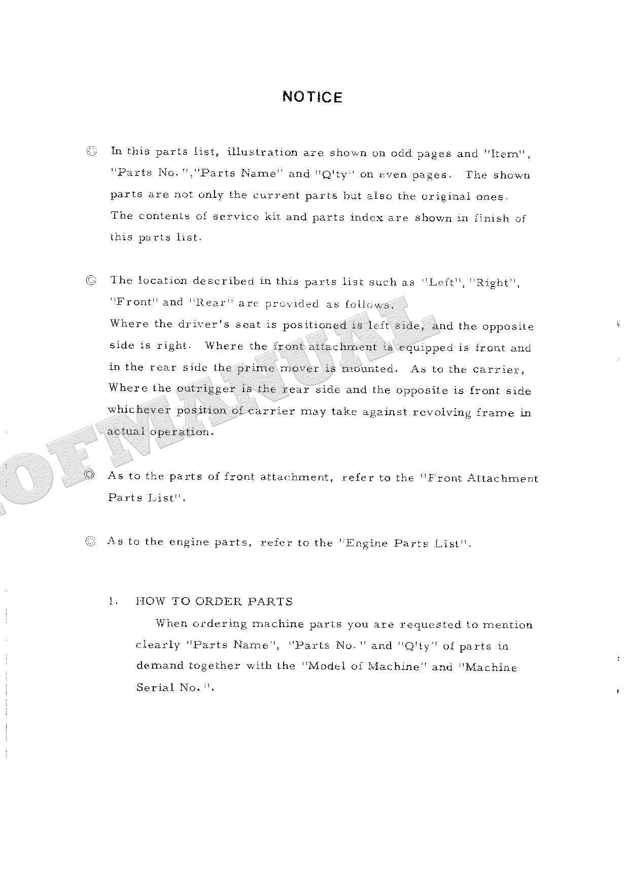 HITACHI WH03 Excavator Parts Catalog Manual