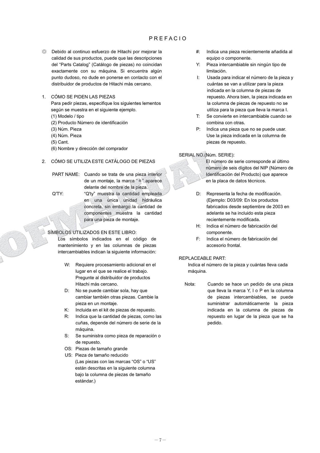 HITACHI ZAXIS75UR-5B Equipment Component Excavator Parts Catalog Manual