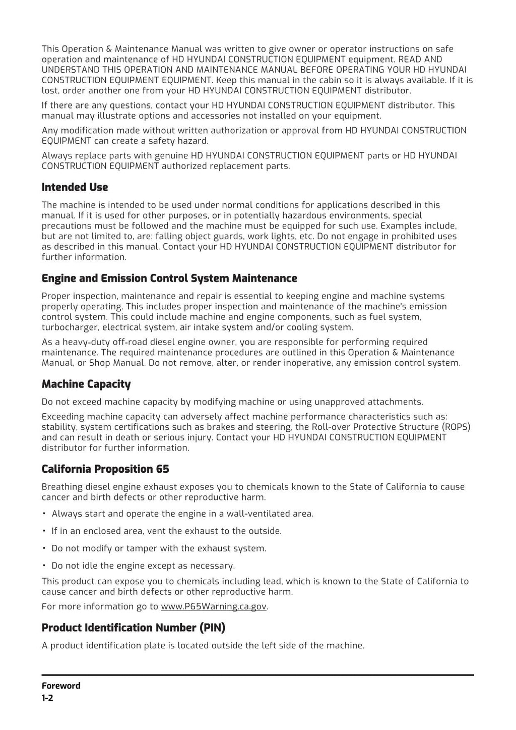 Hyundai HD100 DOZER Operators Maintenance Manual