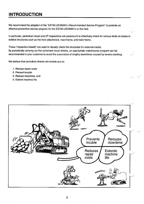 HITACHI EX750-5 EX800H-5 EXCAVATOR SERVICE MANUAL KO206L01
