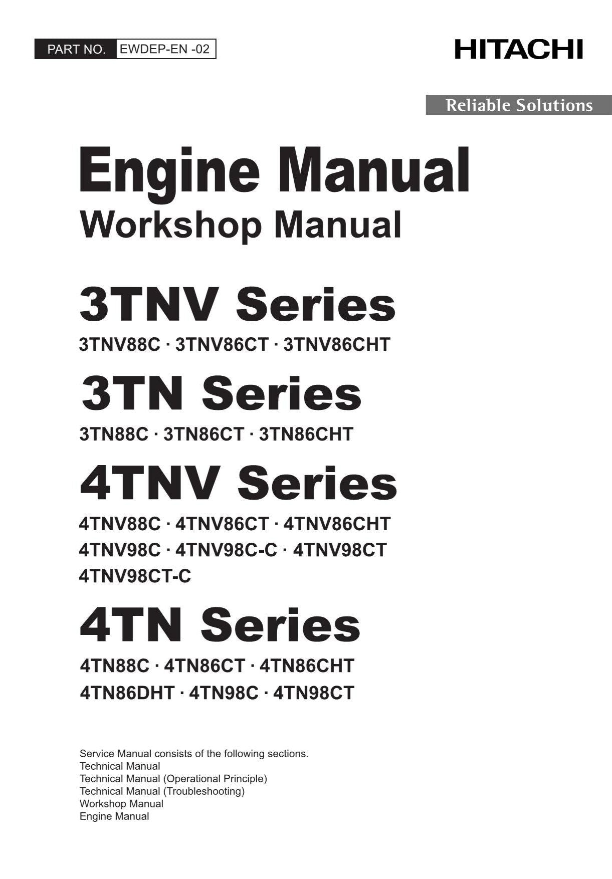 Hitachi Yanmar TNV98C-C 4TNV98CT Workshop Service Repair Manual with Schemes