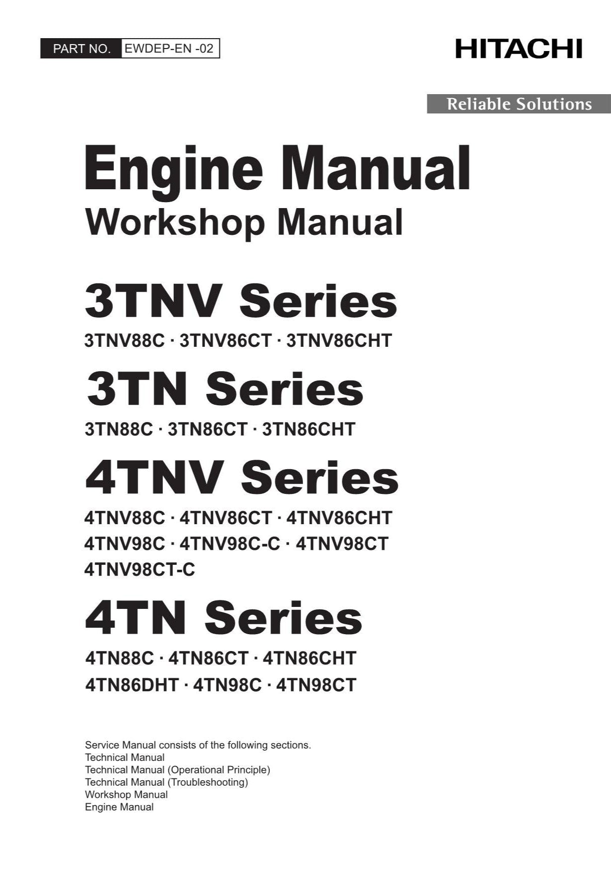Hitachi Yanmar 4TNV88C 4TNV86CT Workshop Service Repair Manual with Schemes