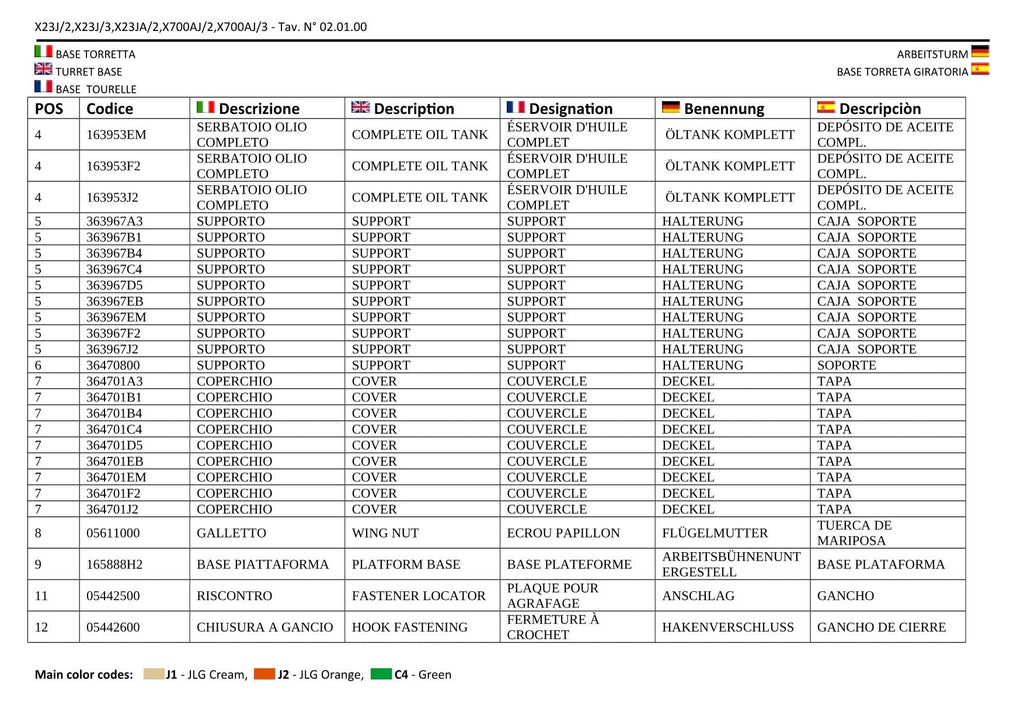 JLG X23J X700AJ Compact Crawler Boom Parts Catalog Manual Multi language