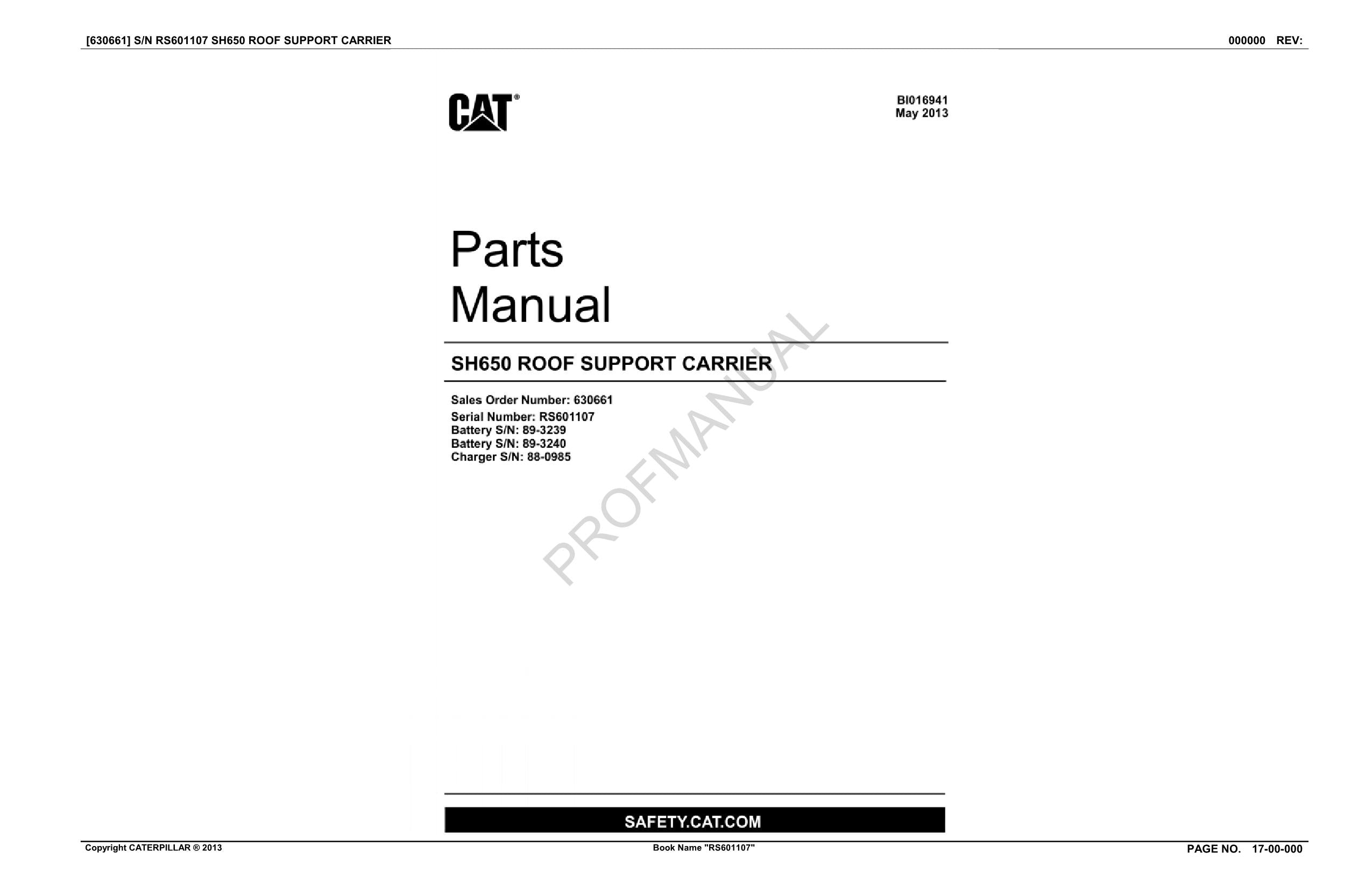 Catálogo de piezas del transportador Caterpillar SH650 para tajo largo subterráneo (BI016941)