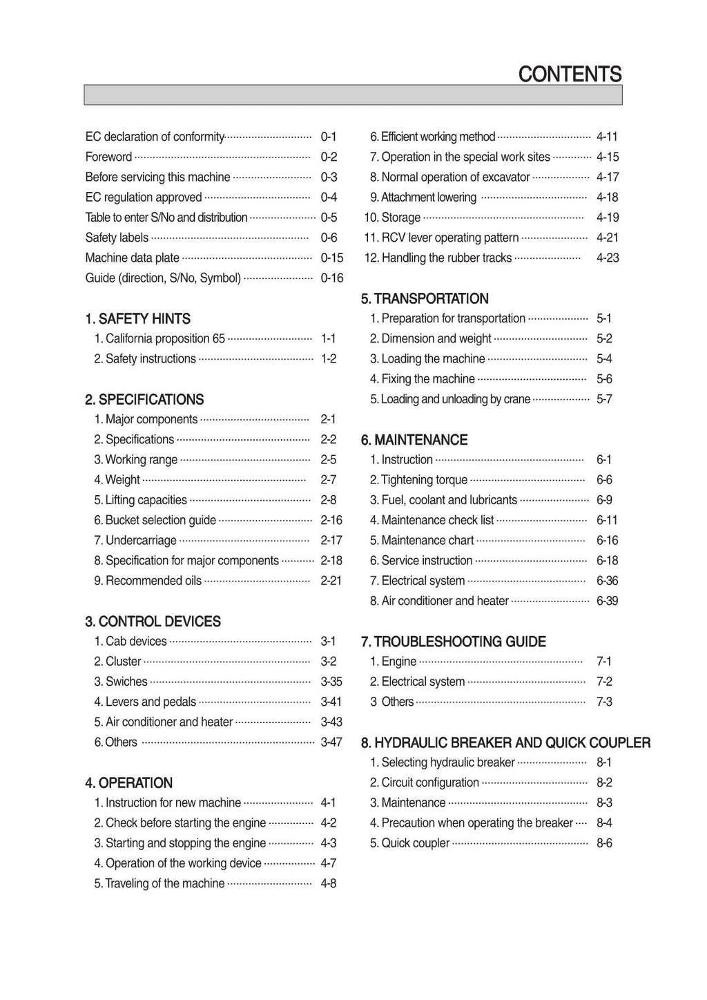 Hyundai HX85A CRAWLER EXCAVATOR Operators Maintenance Manual