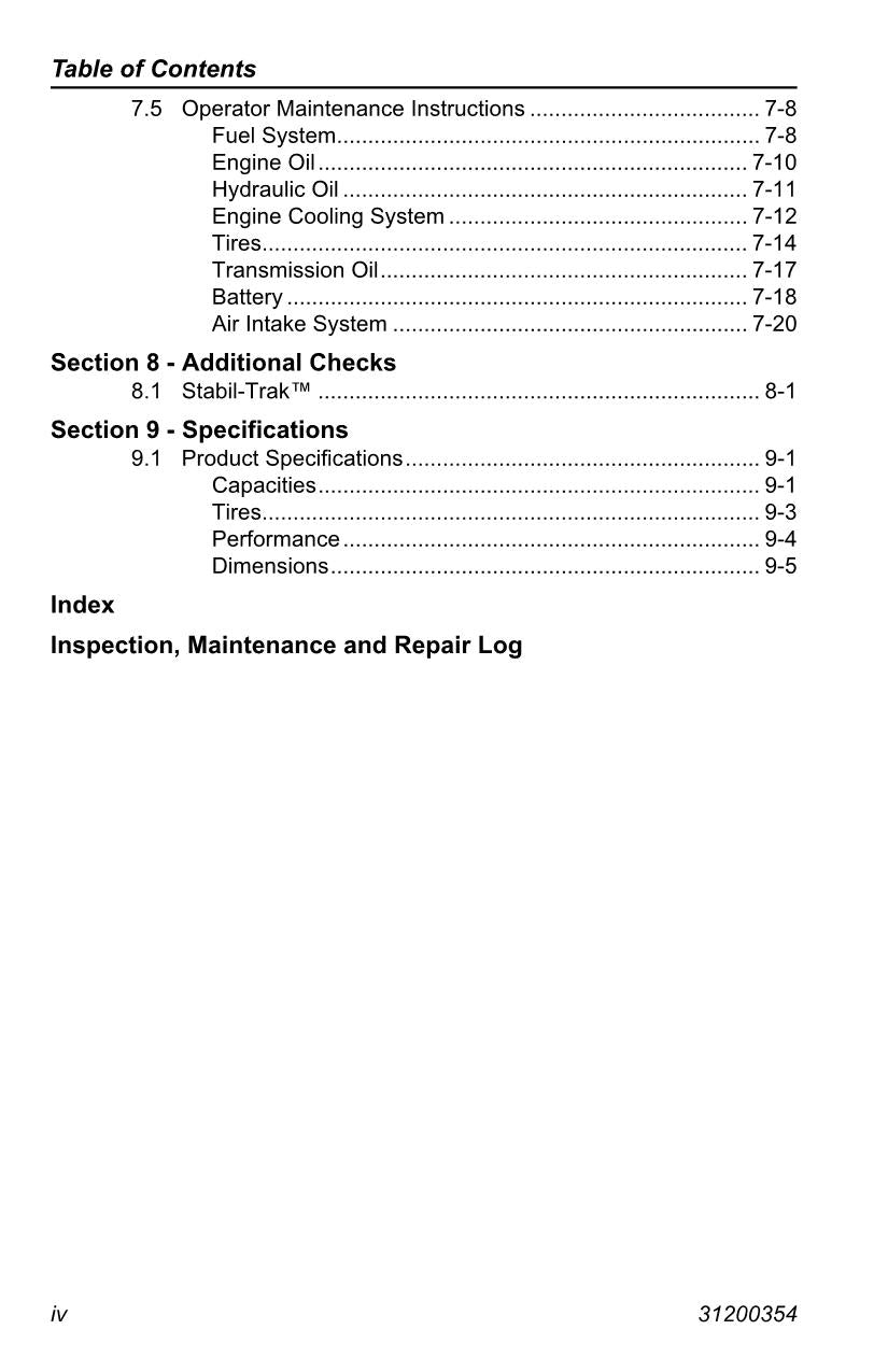 LULL 644E-42 944E-42 Telehandler Maintenance Operation Operators Manual