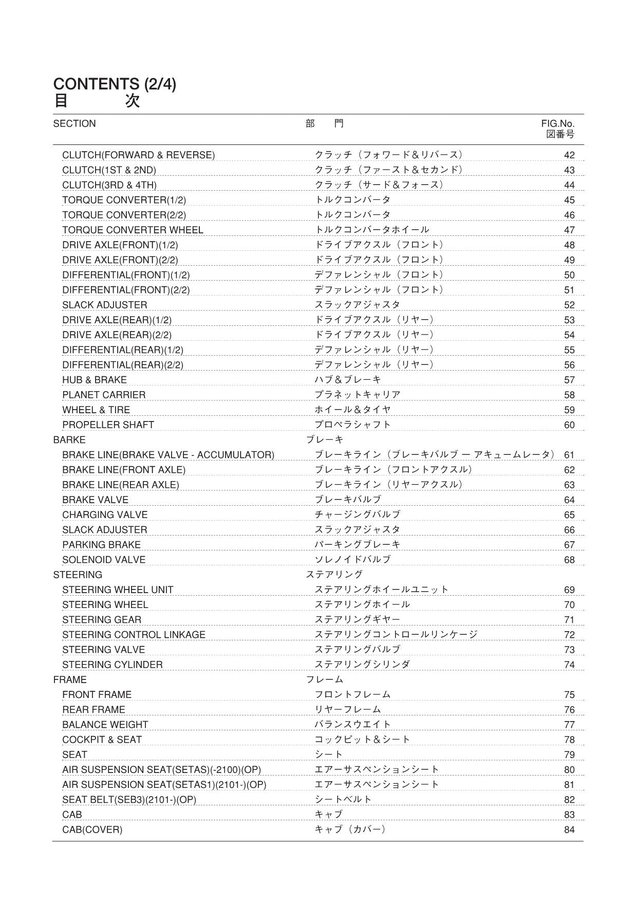 Hitachi LX300-7A Wheel Loader Parts Catalog Manual SN 001102-up