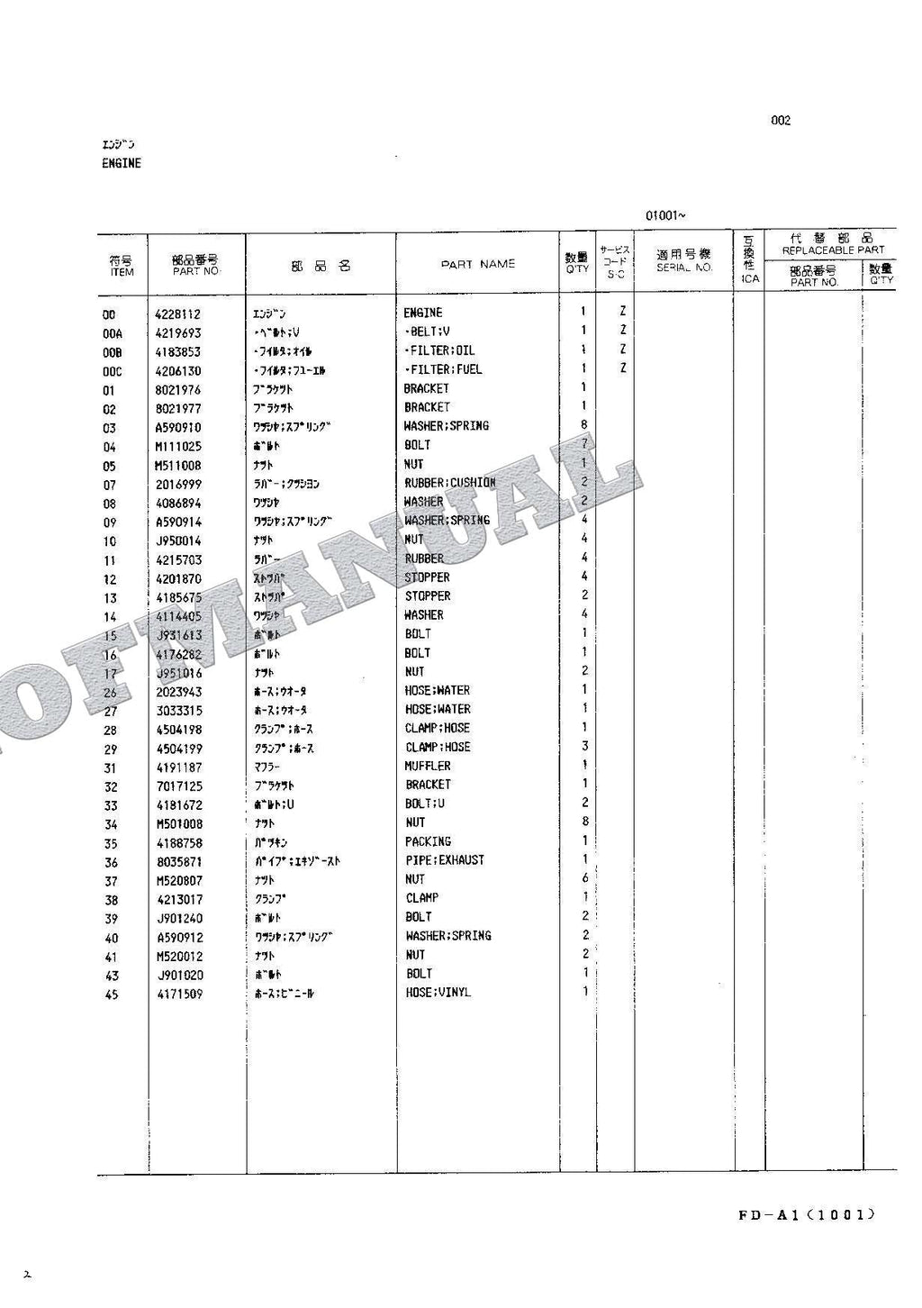 HITACHI EX150 Excavator Parts Catalog Manual EP133-CE1-1