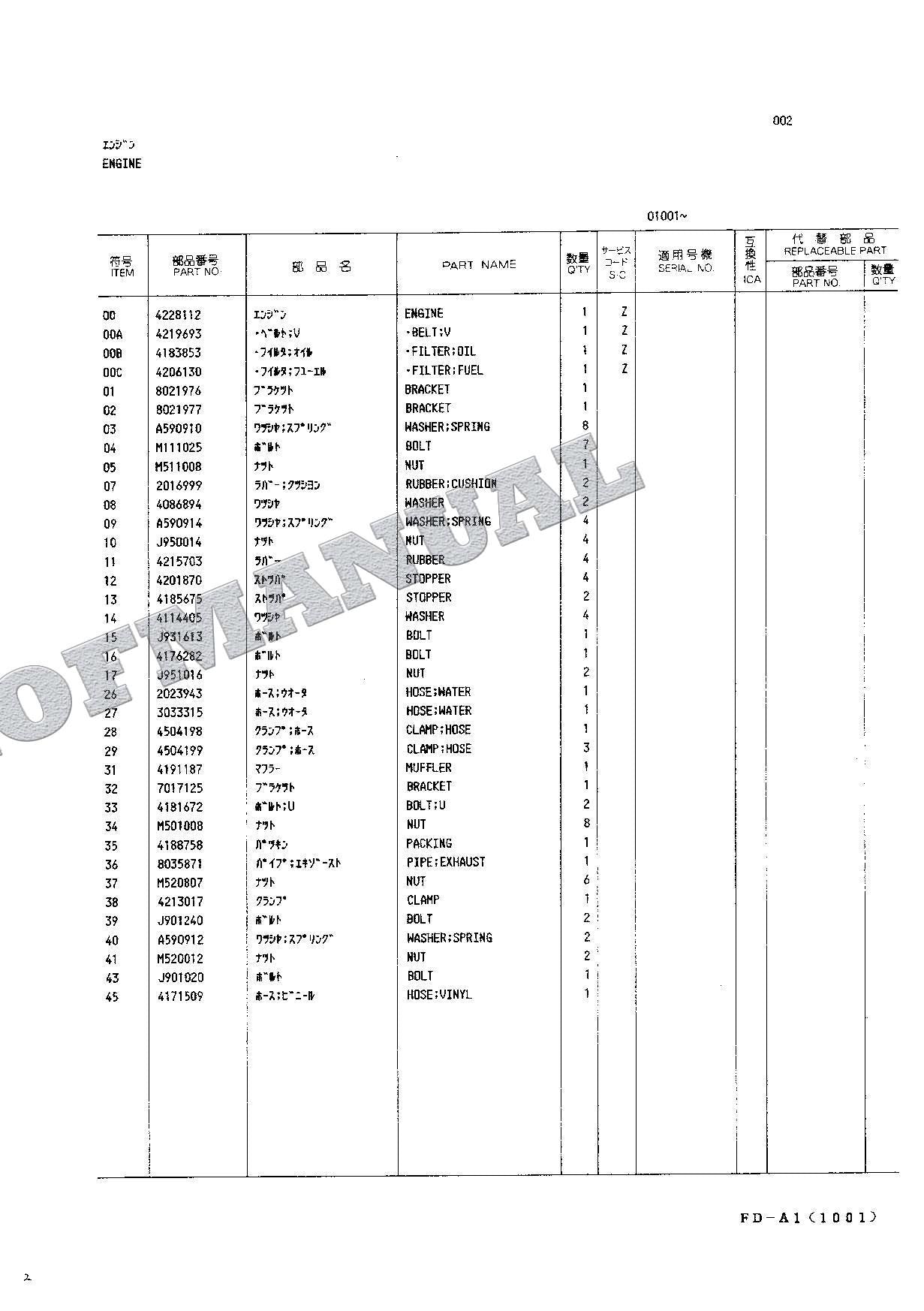 HITACHI EX150 Excavator Parts Catalog Manual EP133-CE1-1