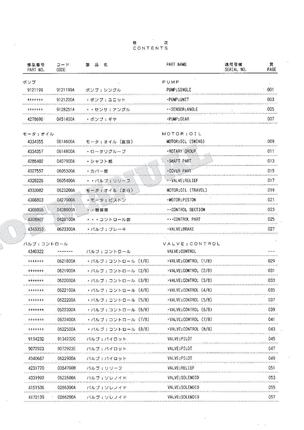 HITACHI EX100WD-3C Equipment Component Excavator Parts Catalog Manual