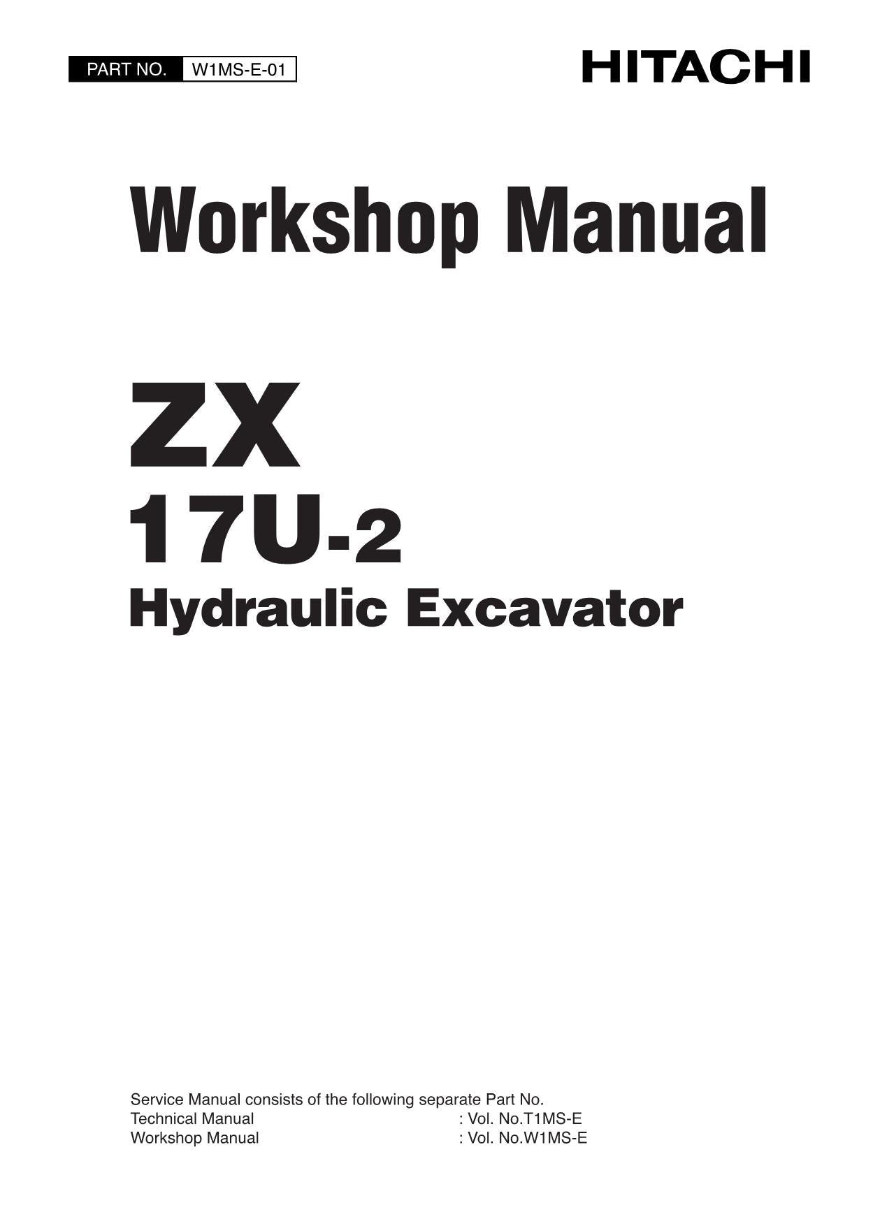 Manual de servicio y reparación de la excavadora Hitachi ZX17U-2