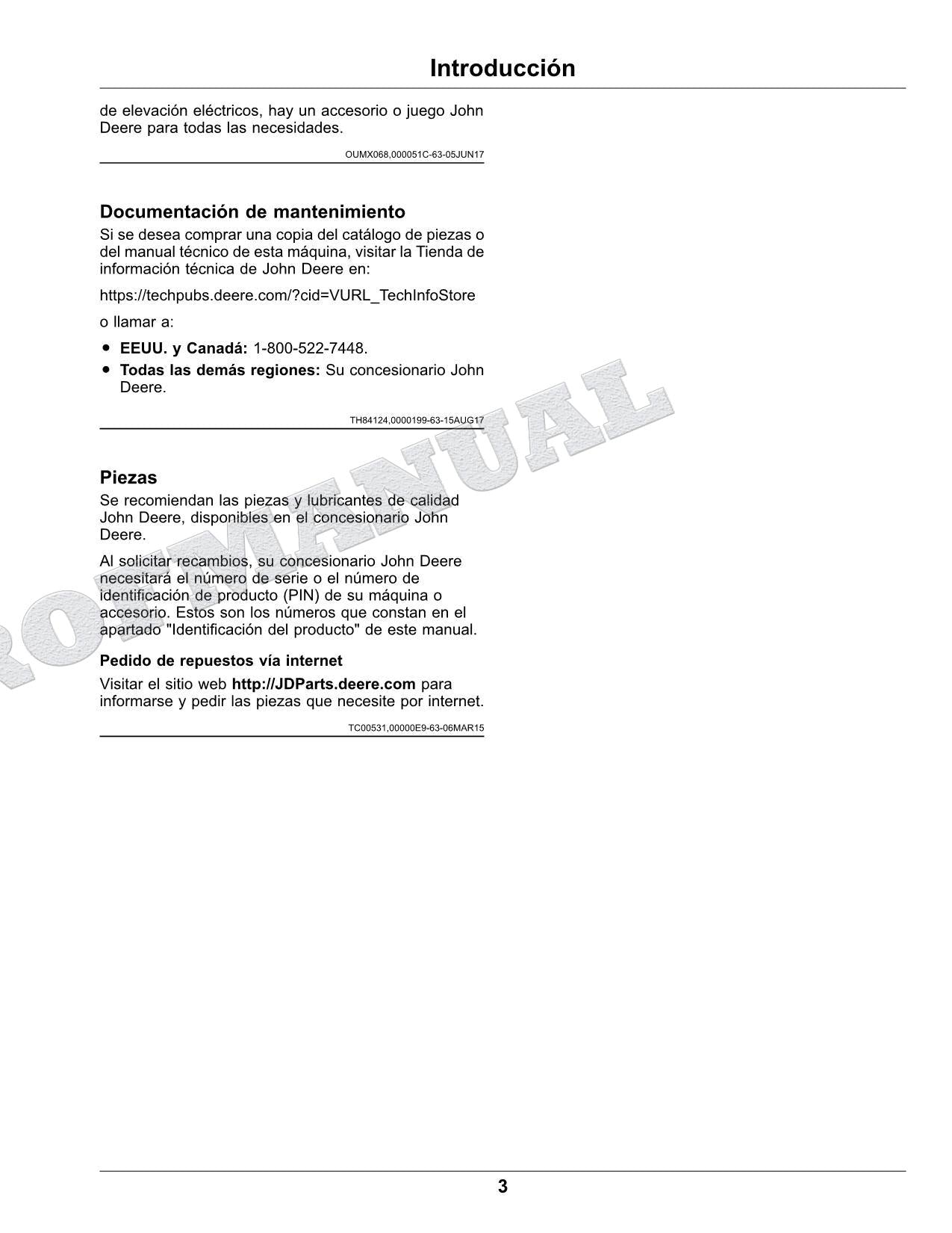 John Deere TH 6X4D cocodrilo Manual del Operador Español SN 140001-150000