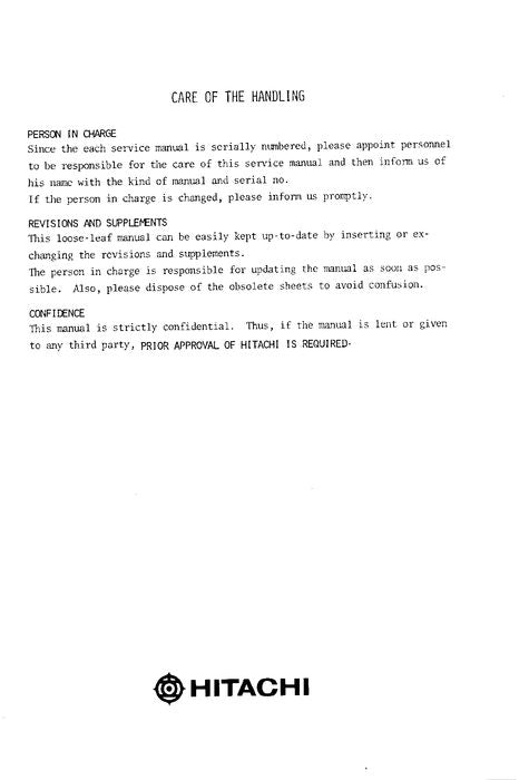 HITACHI UH063 EXCAVATOR SERVICE MANUAL