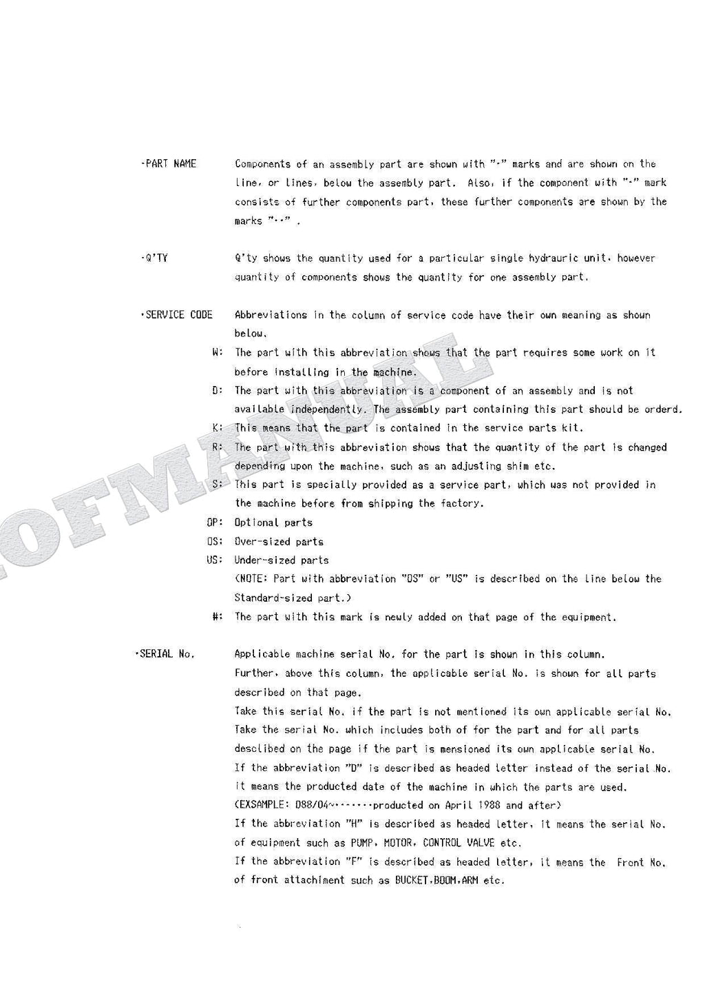 HITACHI EX60SR Equipment Component Excavator Parts Catalog Manual
