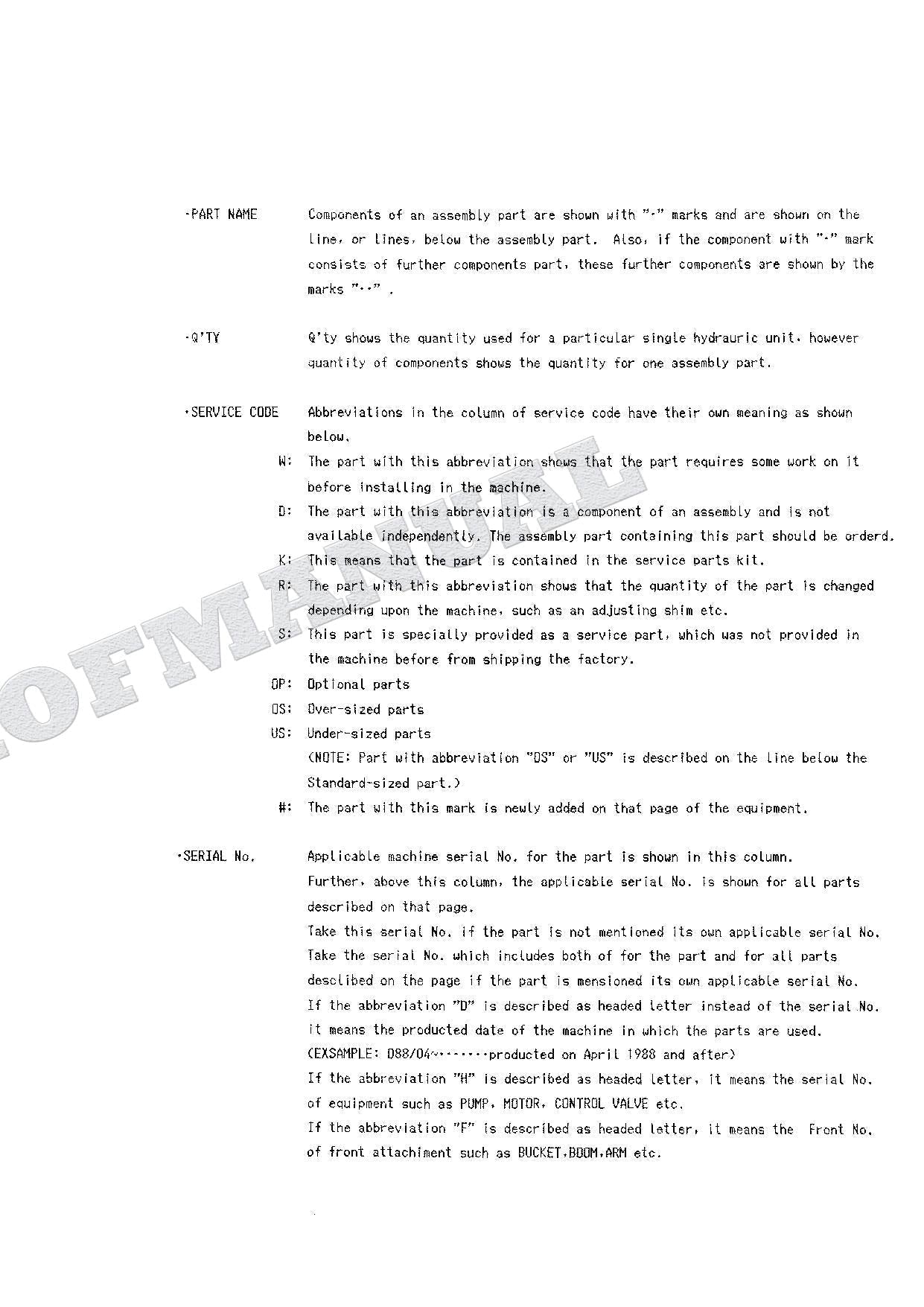 HITACHI EX60SR Equipment Component Excavator Parts Catalog Manual