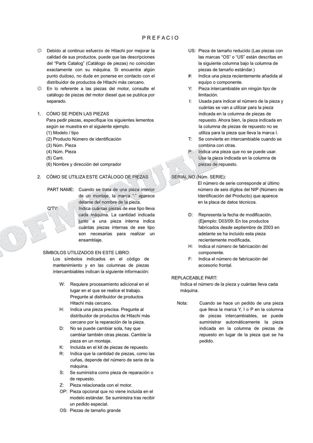 Manual del catálogo de piezas de excavadora con accesorio telescópico tipo almeja HITACHI ZX70LC ZX75US-A