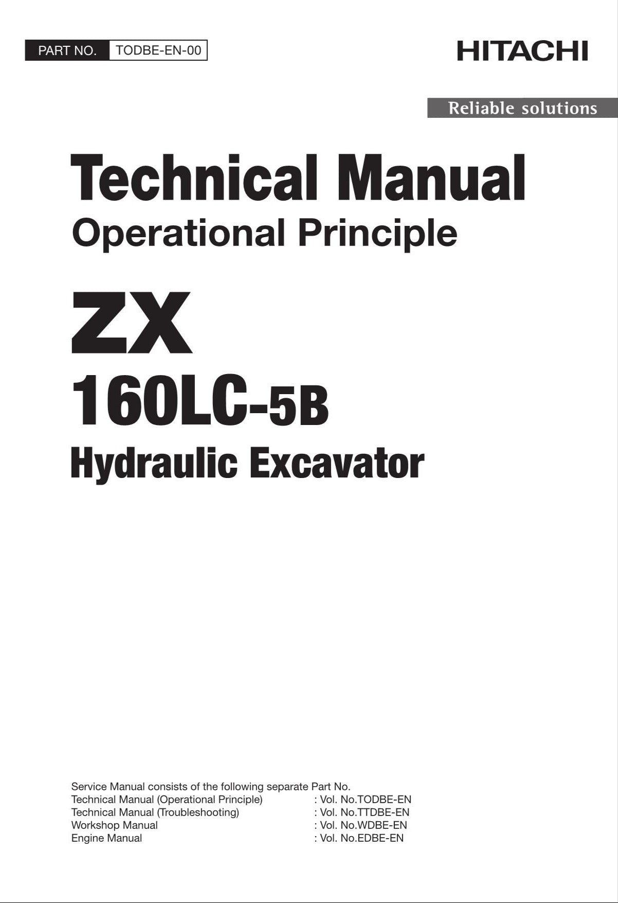 HITACHI ZAXIS ZX160LC-5B Excavator Operational Principle Technical Manual