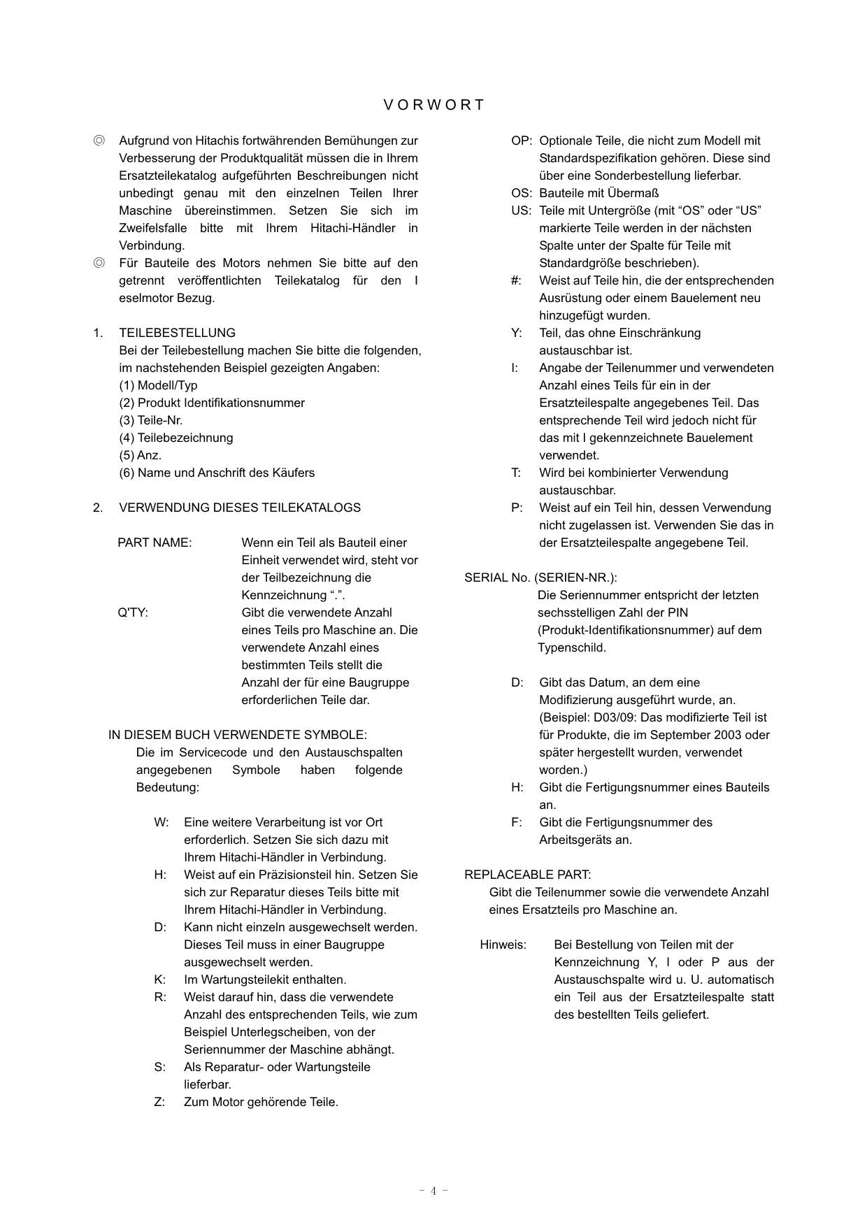 Hitachi ZW310 Wheel Loader Parts Catalog Manual SN 4HF 000101-up 4HA 005101-up