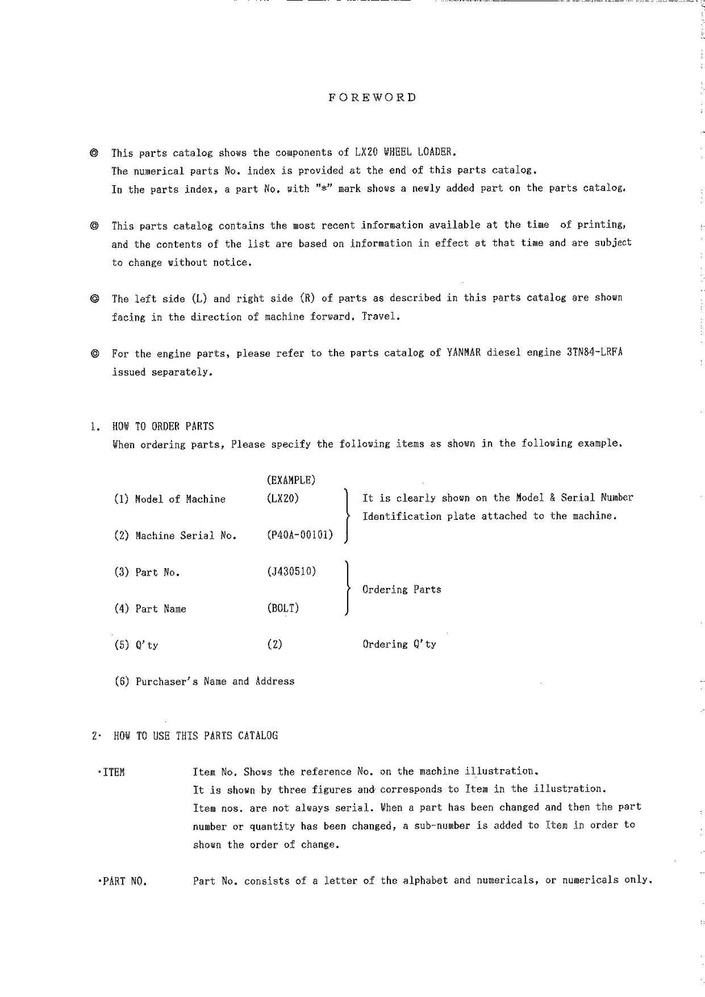 Hitachi LX20 Wheel Loader Parts Catalog Manual SN 00101-up