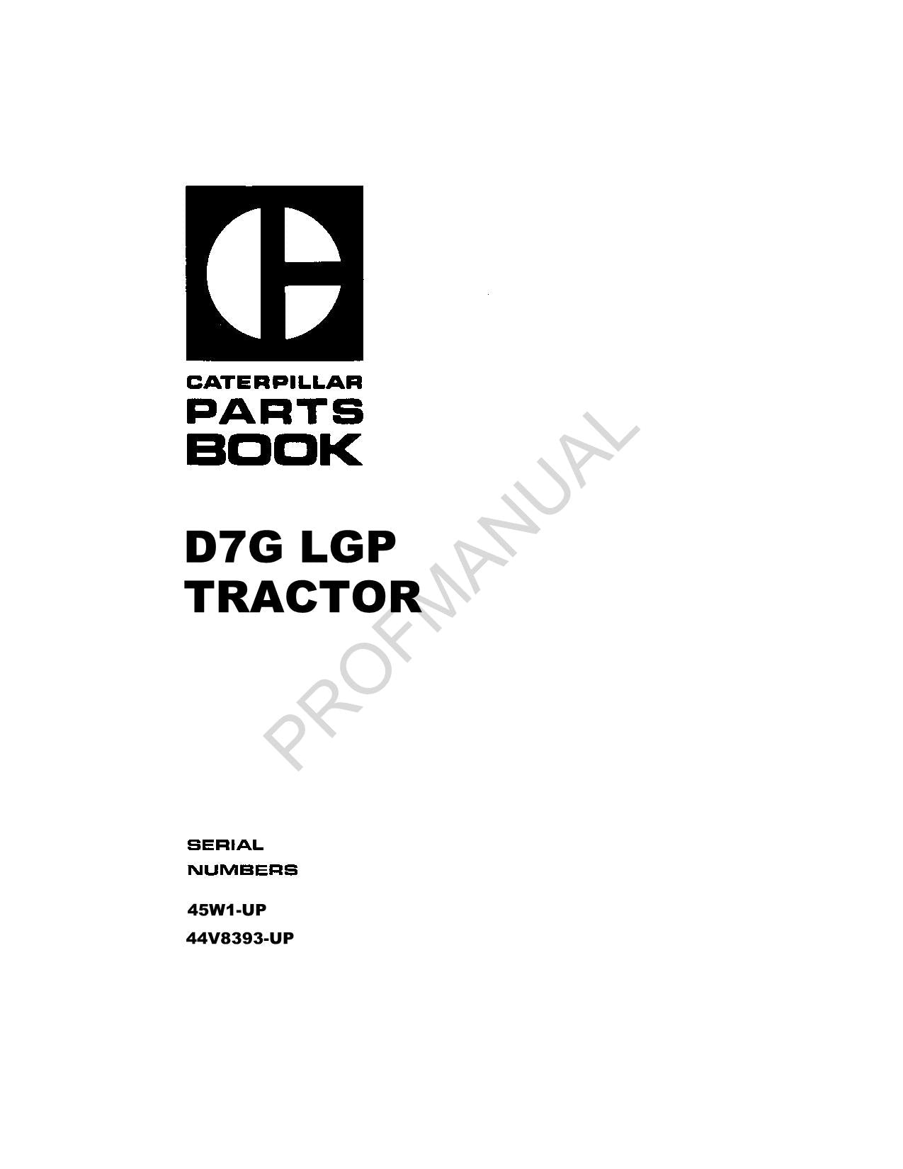 Caterpillar Cat D7G LGP Tractor Parts Catalog Manual XMBP9603