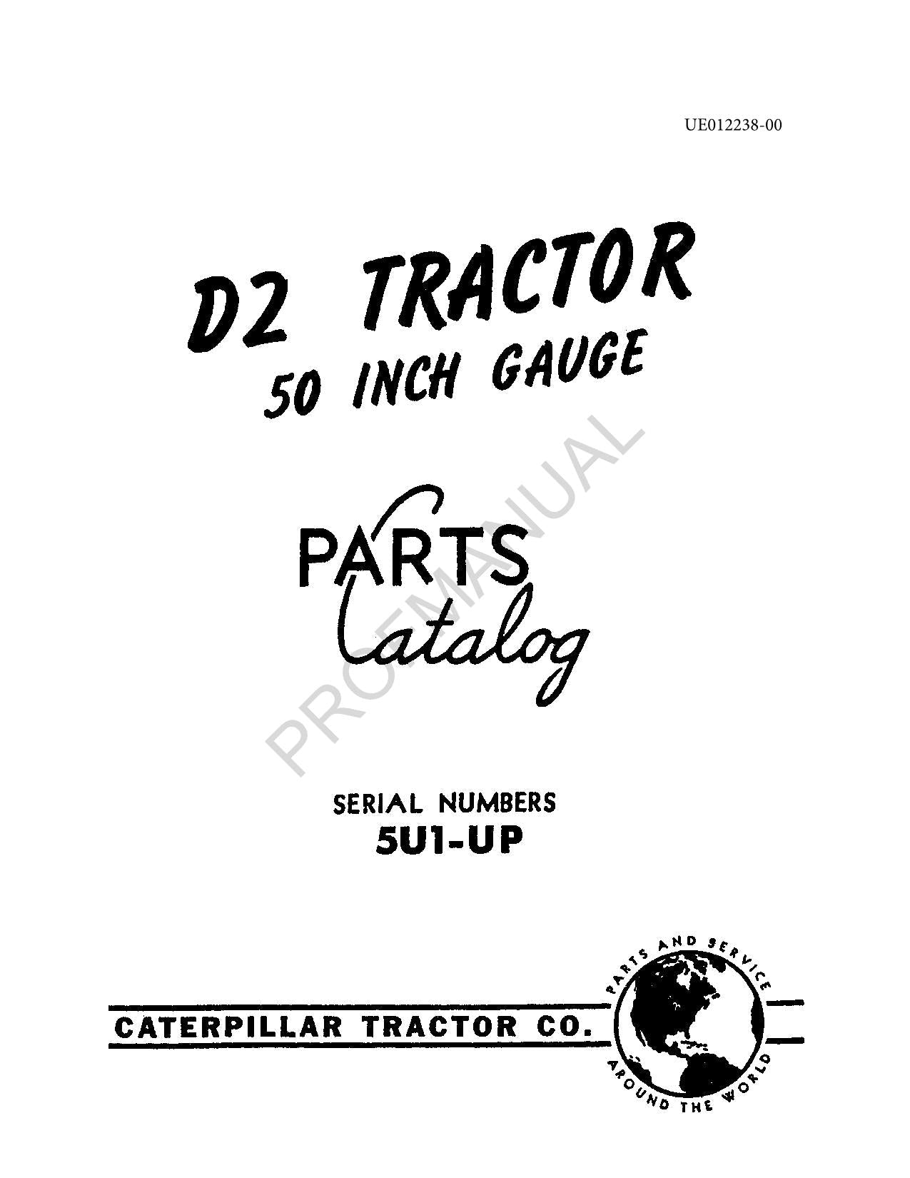 Caterpillar Cat D2 Tractor Parts Catalog Manual ser 5U1-Up