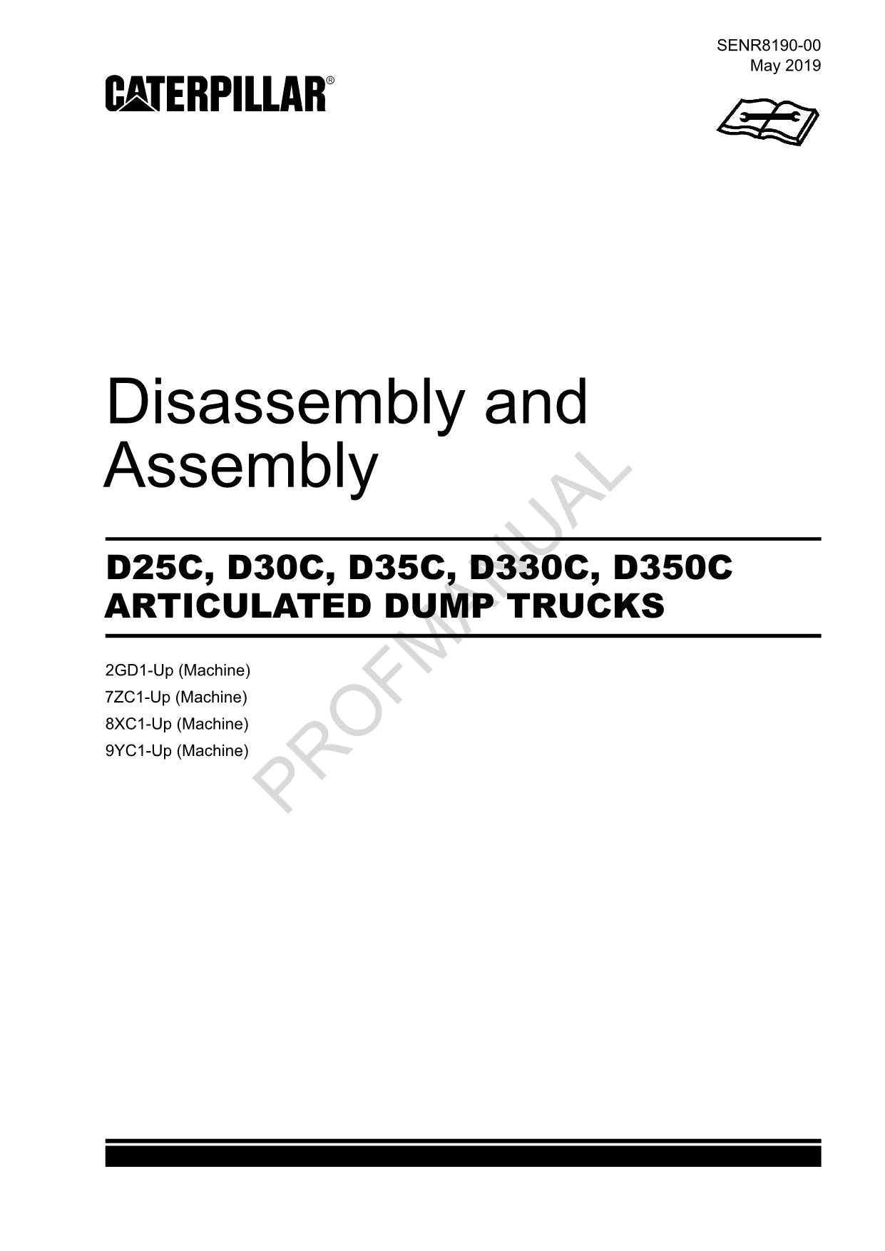 Caterpillar D25C D30C D35C D330C D350C DUMP TRUCK Disassem Assem Service Manual