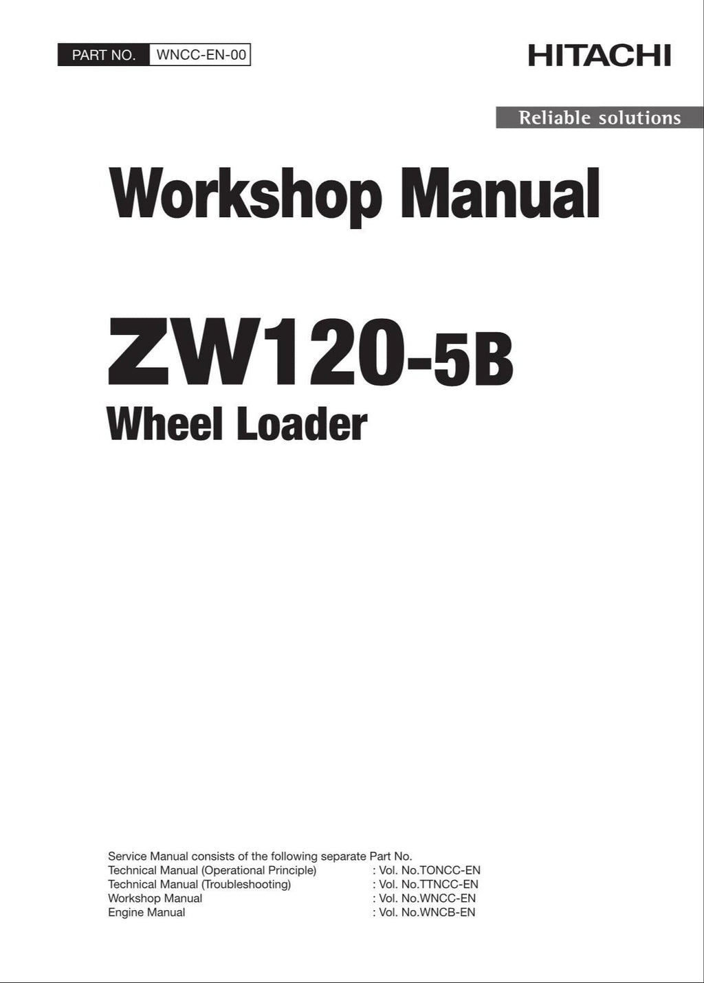 Hitachi ZW120-5B Wheel Loader Workshop Manual