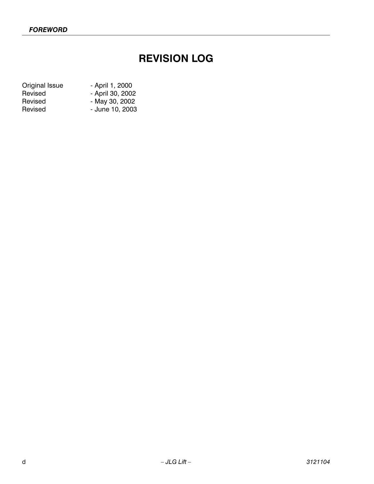 Manual del operador de mantenimiento de plataformas elevadoras JLG 100SX 110SX 110SXJ 120SXJ 3121104