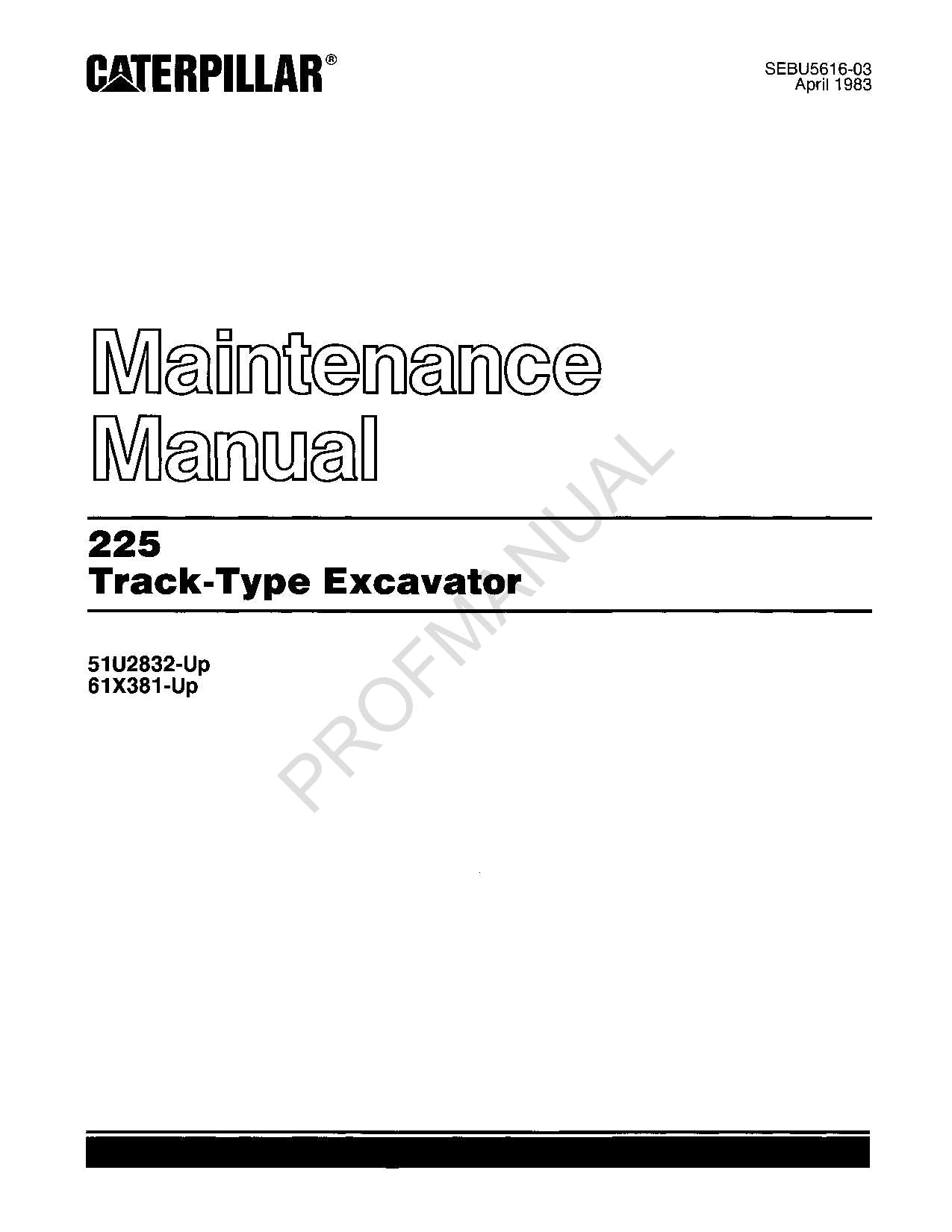 Manual de mantenimiento del operador de la excavadora de cadenas Caterpillar 225