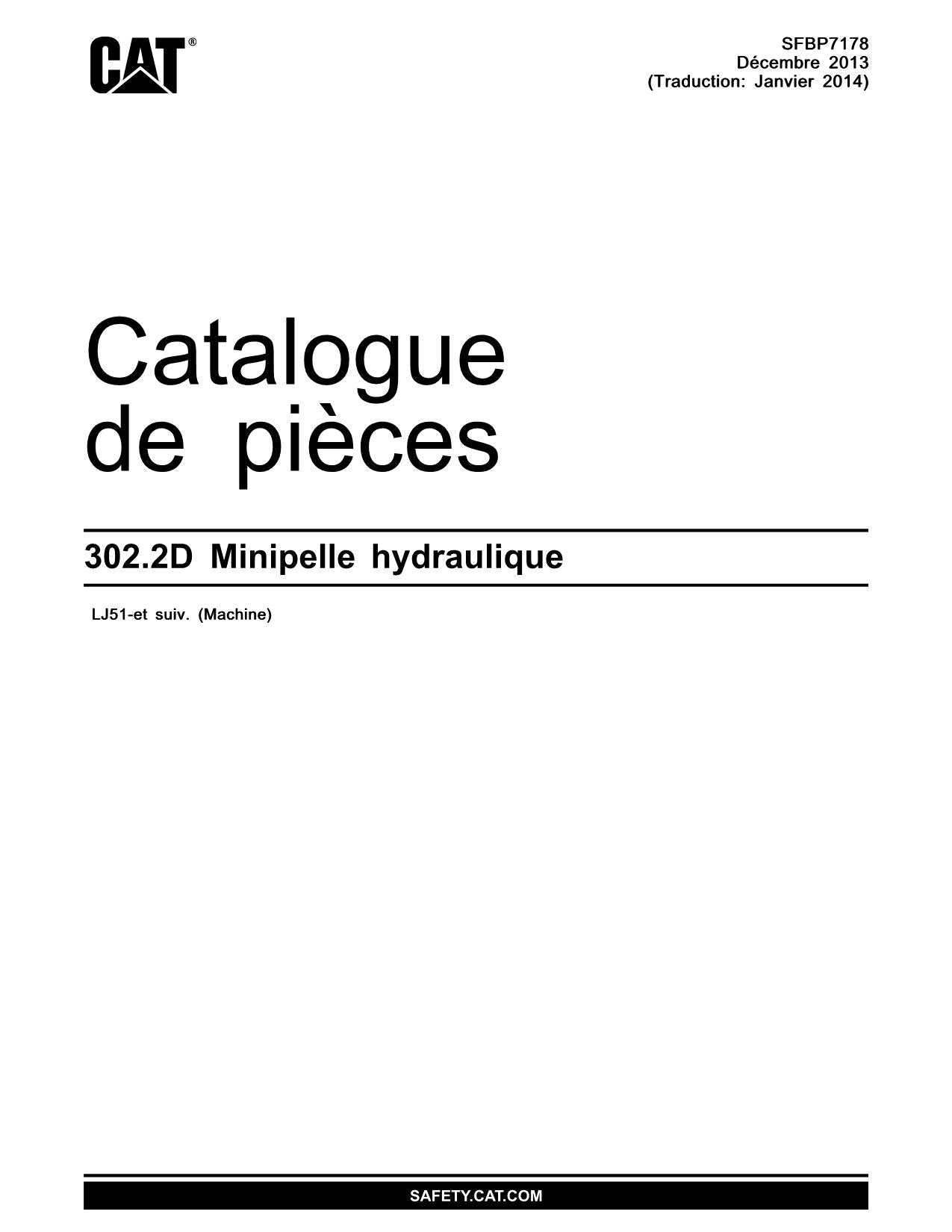 Caterpillar 302.2D Pelle Hydraulique Manual de catálogo de piezas