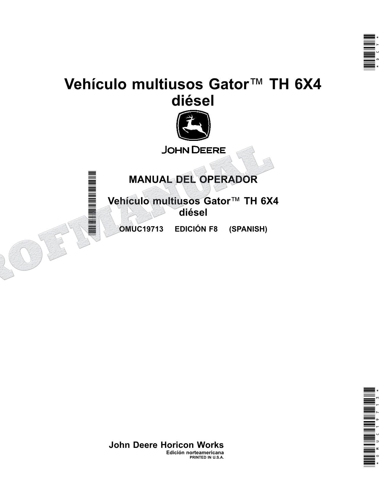 John Deere TH 6X4D cocodrilo Manual del Operador Español SN 140001-150000
