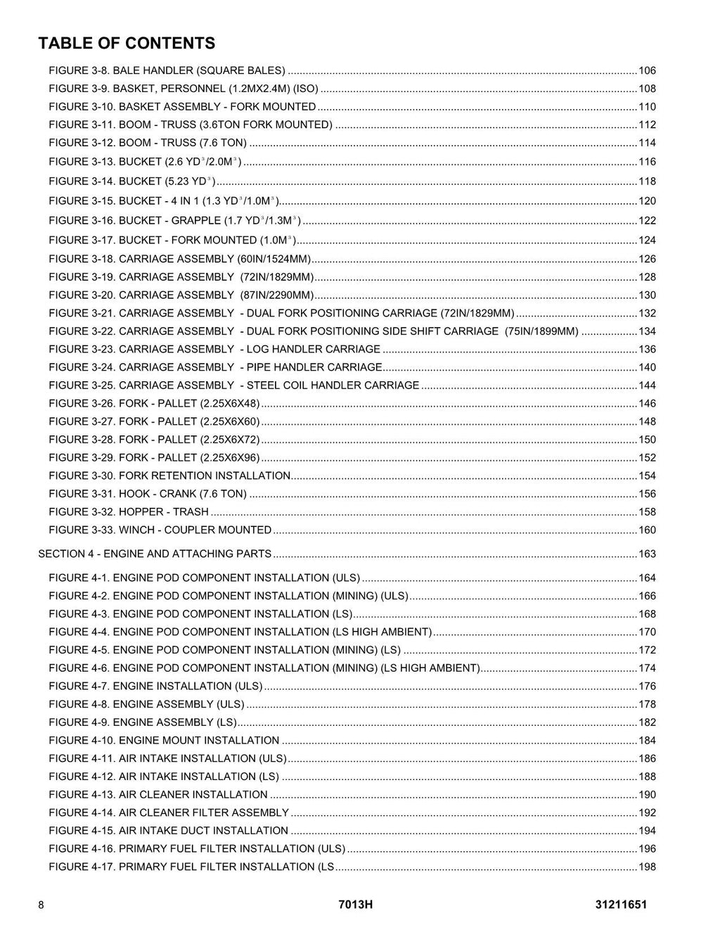 JLG 7013H  Telehandler Parts Catalog Manual