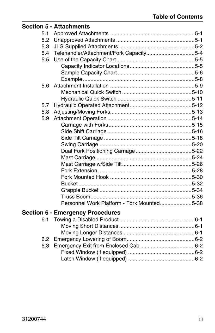 Manual del operador de mantenimiento y operación del manipulador telescópico JLG G10-43A G6-42A G9-43A