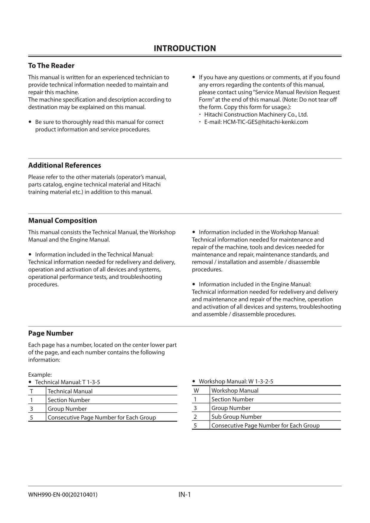 Hitachi ZW370-5A Wheel Loader Workshop Manual