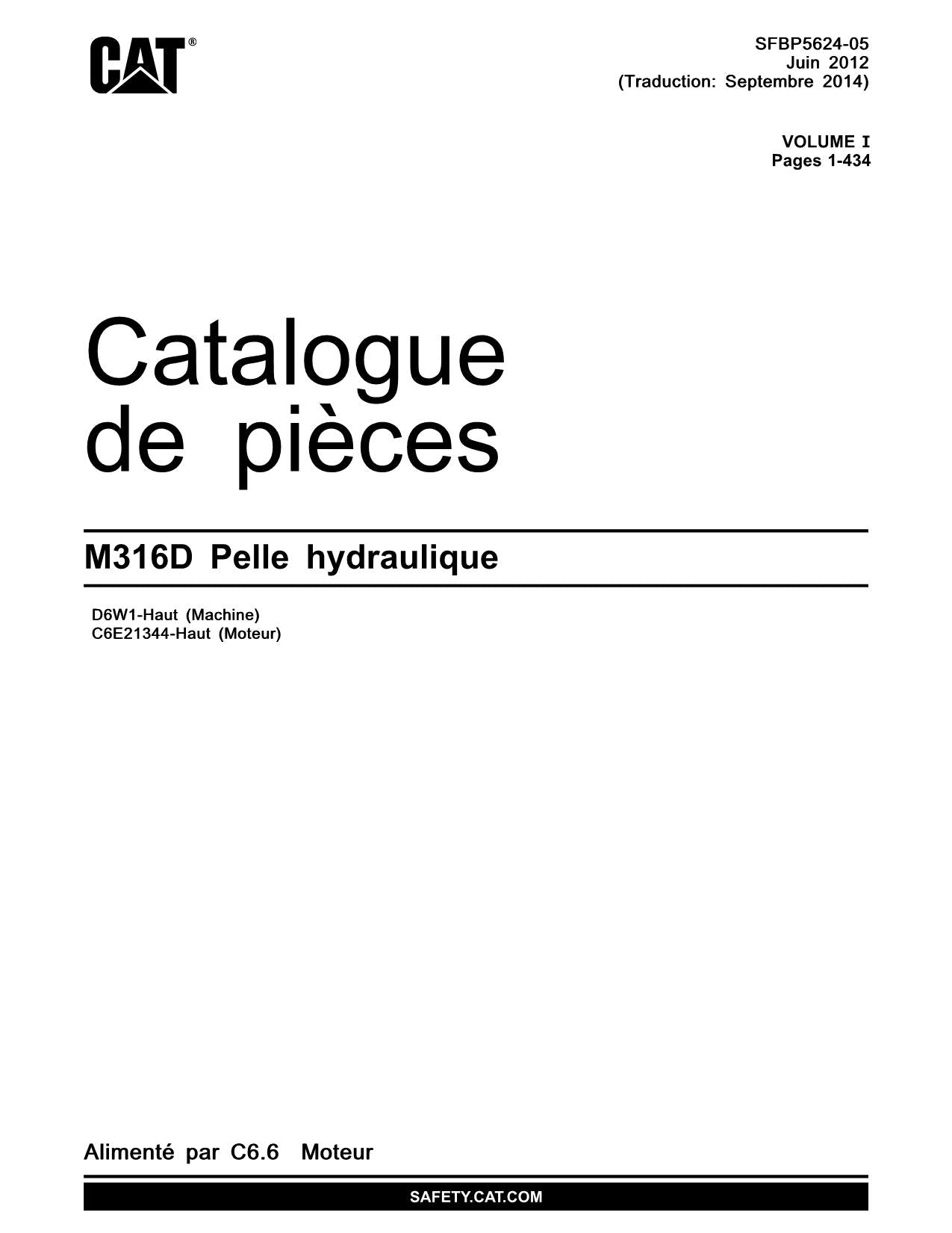 Caterpillar M316D Pelle Hydraulique Manual de catálogo de piezas