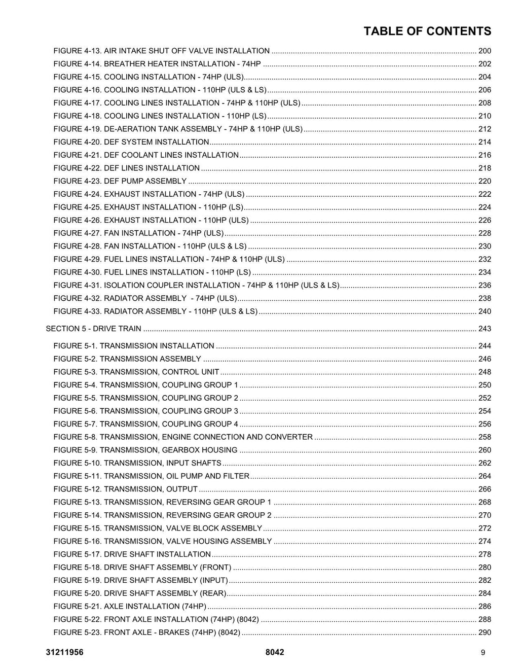 SKYTRAK 8042 Telehandler  Parts Catalog Manual