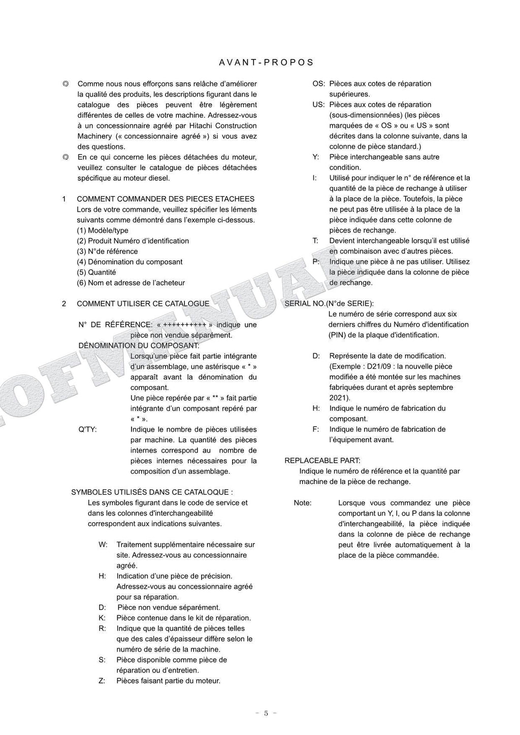 HITACHI ZAXIS ZX85USB-7 WW Spec Excavator Parts Catalog Manual