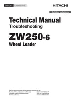 Hitachi ZW250-6 Wheel Loader Technical Manual Troubleshooting +Schematics