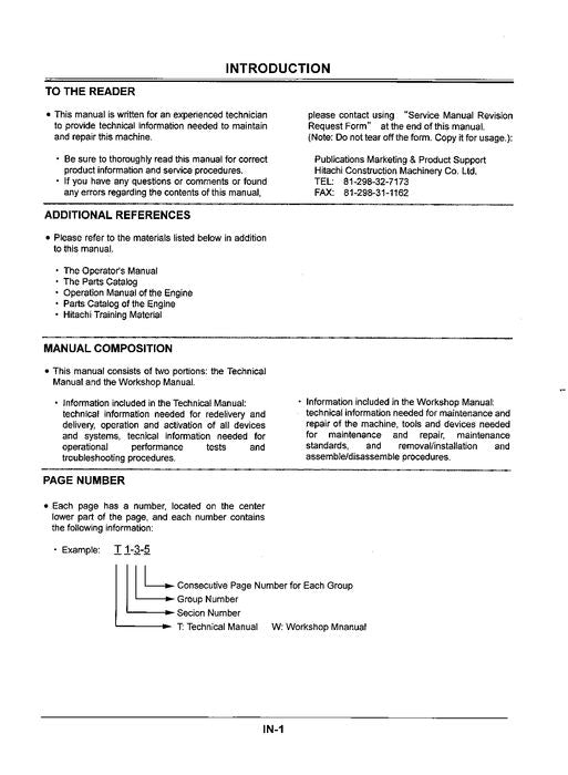 HITACHI EX55UR-3 EXCAVATOR SERVICE MANUAL