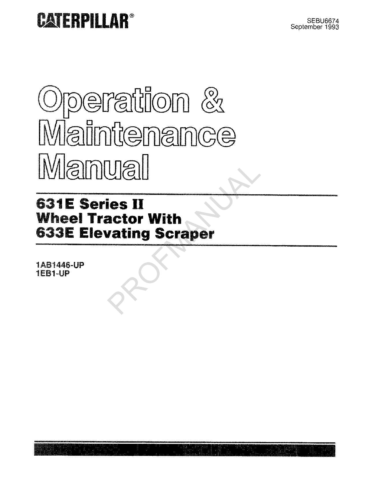 Manual del operador del tractor de ruedas Caterpillar Serie 631E II y de la mototraílla elevadora 632E