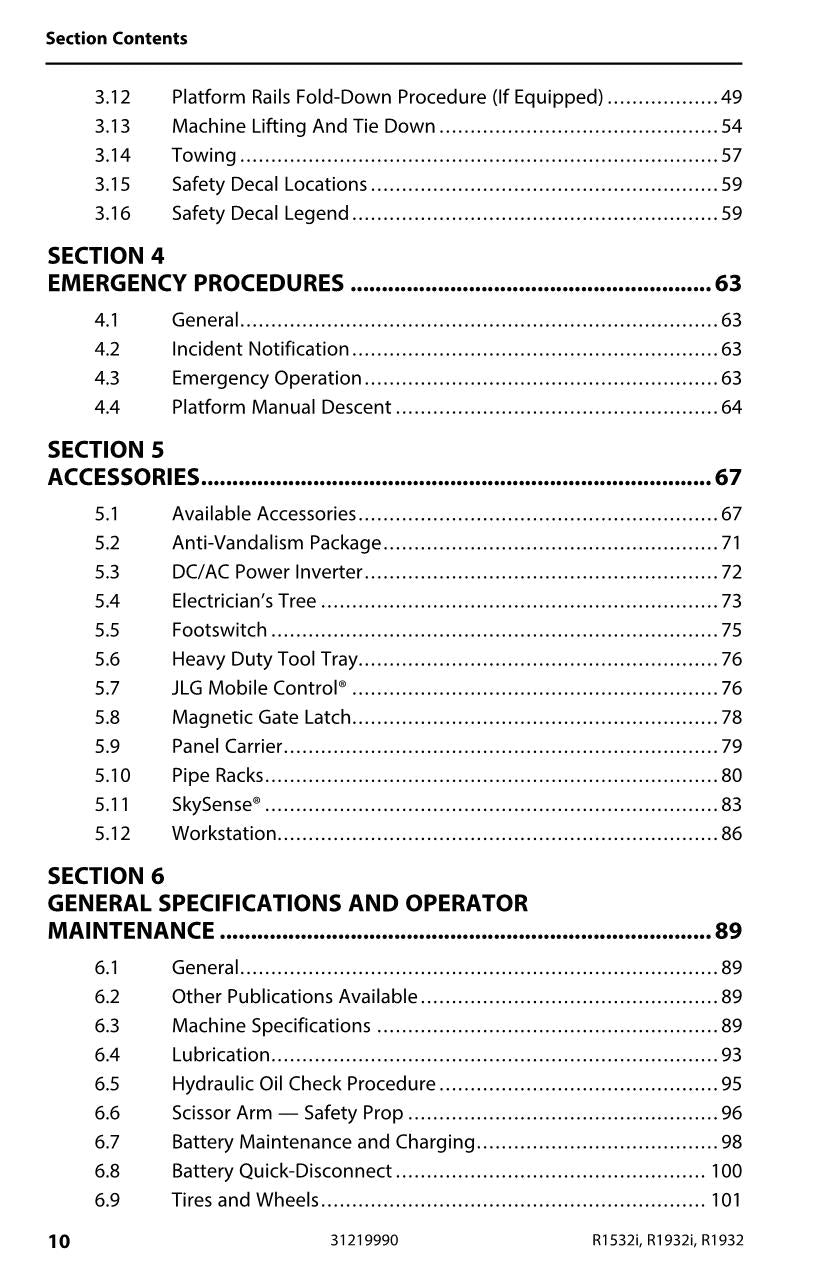 JLG R1532i R1932 R1932i Scissor Lift Maintenance Operators Manual 31219990