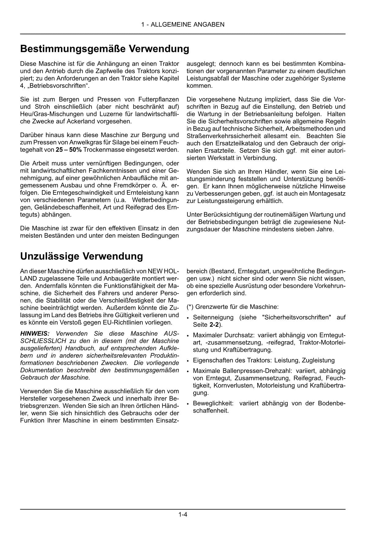 New Holland Roll Bar 120 150 Utility Rundballenpresse Betriebsanleitung